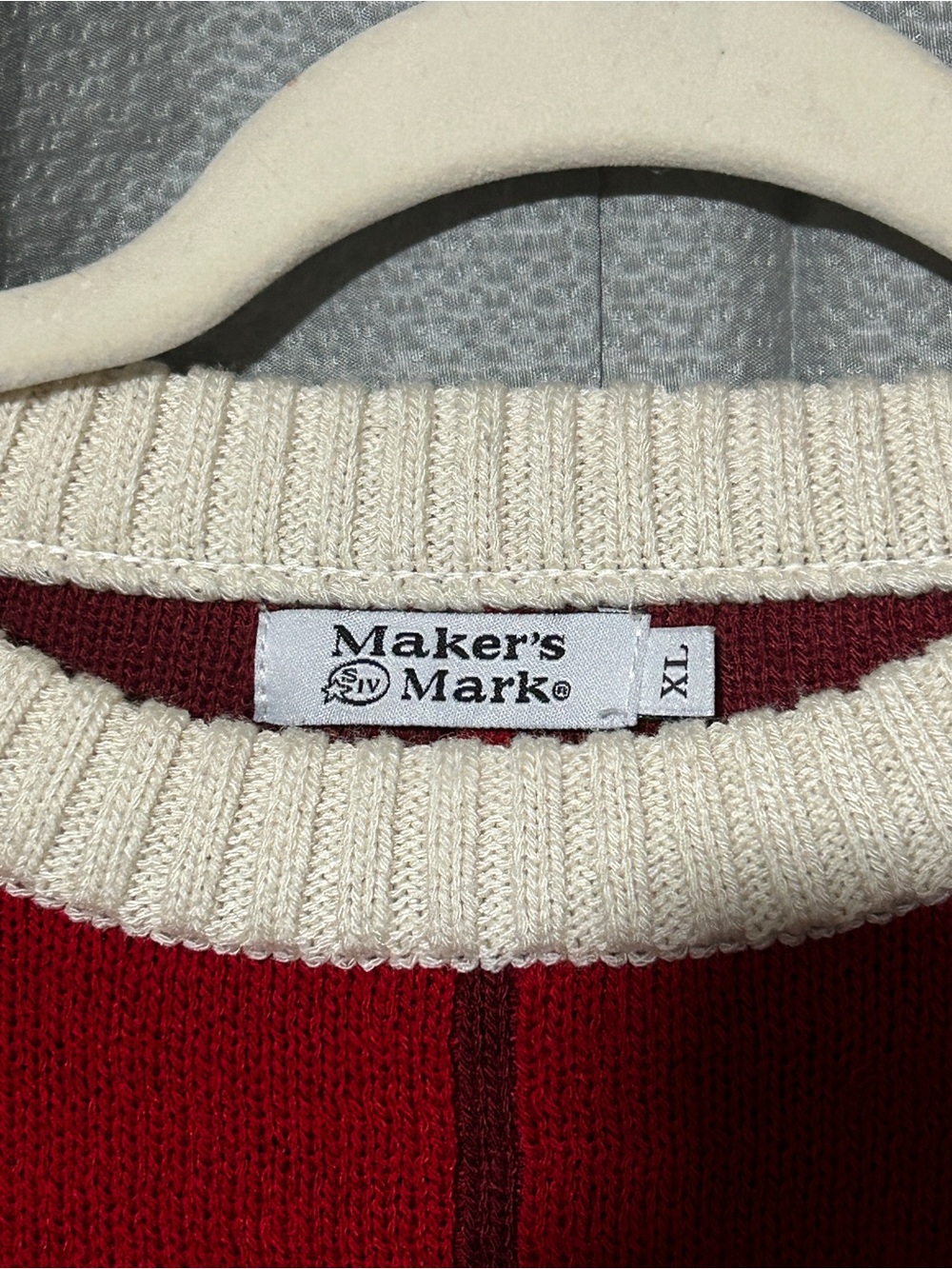 Maker's Mark Red Crewneck Sweater with Contrast Trim - Picture 2 of 6